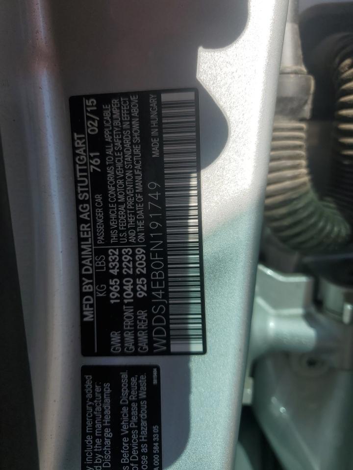 2015 Mercedes-Benz Cla 250 VIN: WDDSJ4EB0FN191749 Lot: 84427565