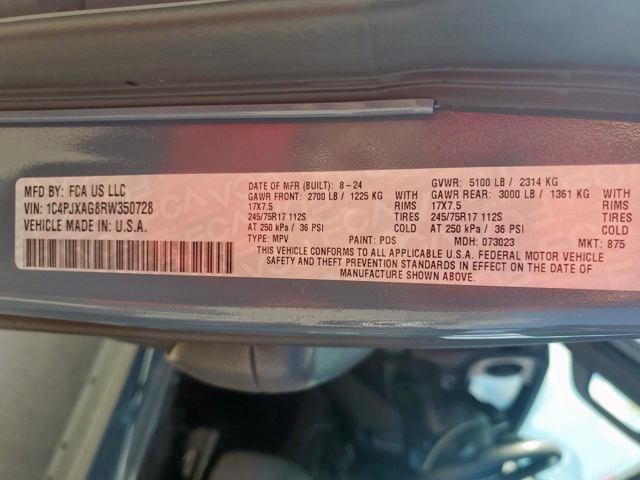 2024 Jeep Wrangler Sport VIN: 1C4PJXAG8RW350728 Lot: 85755675