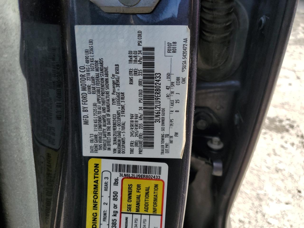 2014 Lincoln Mkz Hybrid VIN: 3LN6L2LU9ER802433 Lot: 84711495