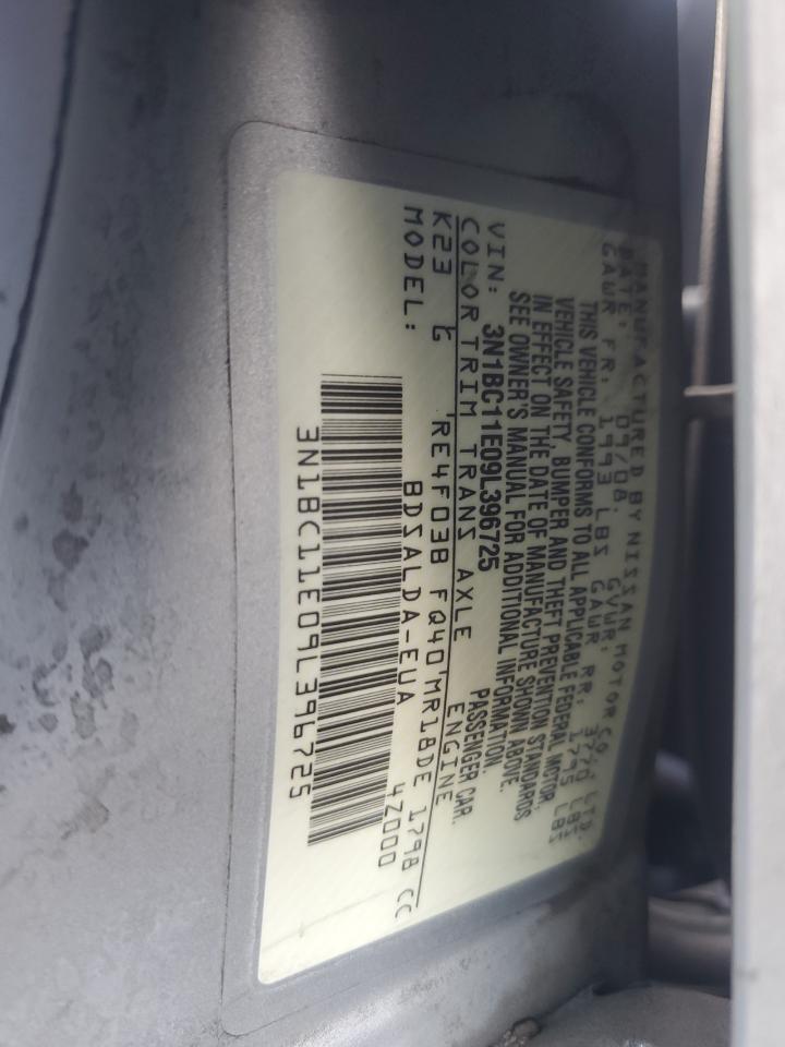2009 Nissan Versa S VIN: 3N1BC11E09L396725 Lot: 82294335