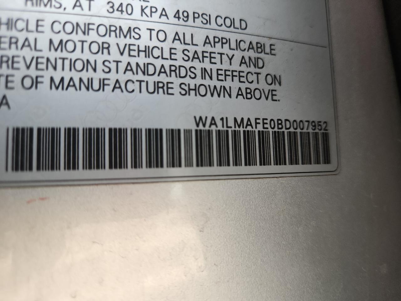 2011 Audi Q7 Premium Plus VIN: WA1LMAFE0BD007952 Lot: 85196515