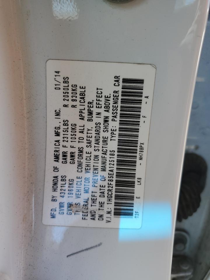2014 Honda Accord Exl VIN: 1HGCR2F85EA125185 Lot: 87164625