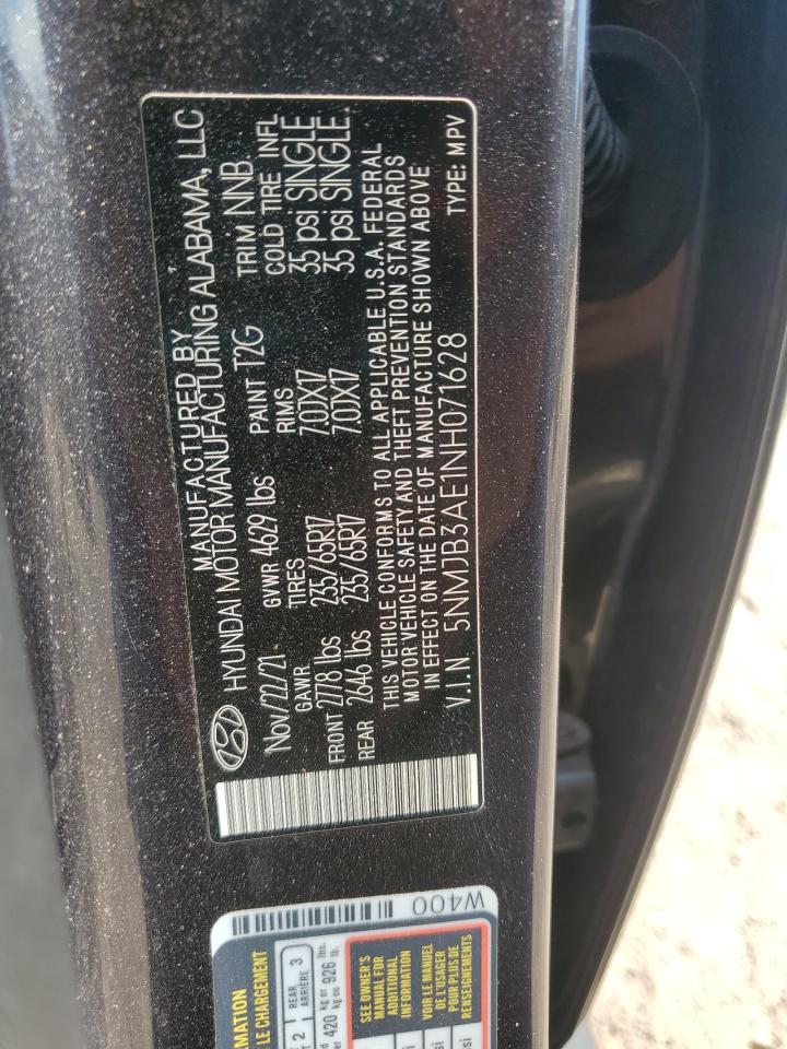 2022 Hyundai Tucson Sel VIN: 5NMJB3AE1NH071628 Lot: 84862245