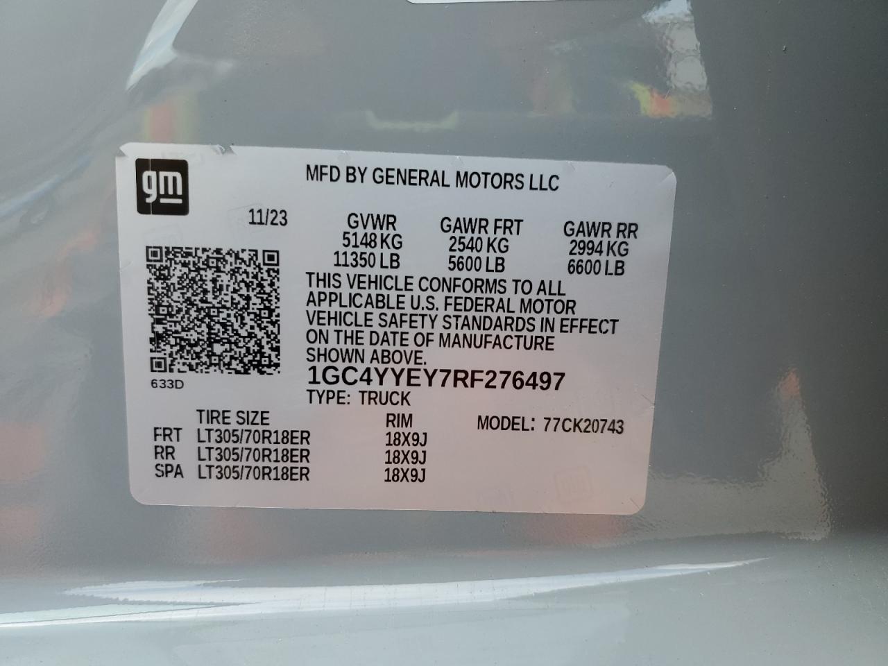 2024 Chevrolet Silverado K2500 Zr2 VIN: 1GC4YYEY7RF276497 Lot: 86253775