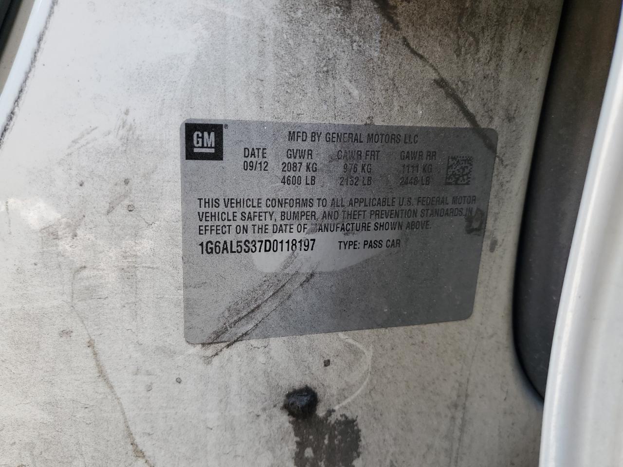 2013 Cadillac Ats Premium VIN: 1G6AL5S37D0118197 Lot: 86535965
