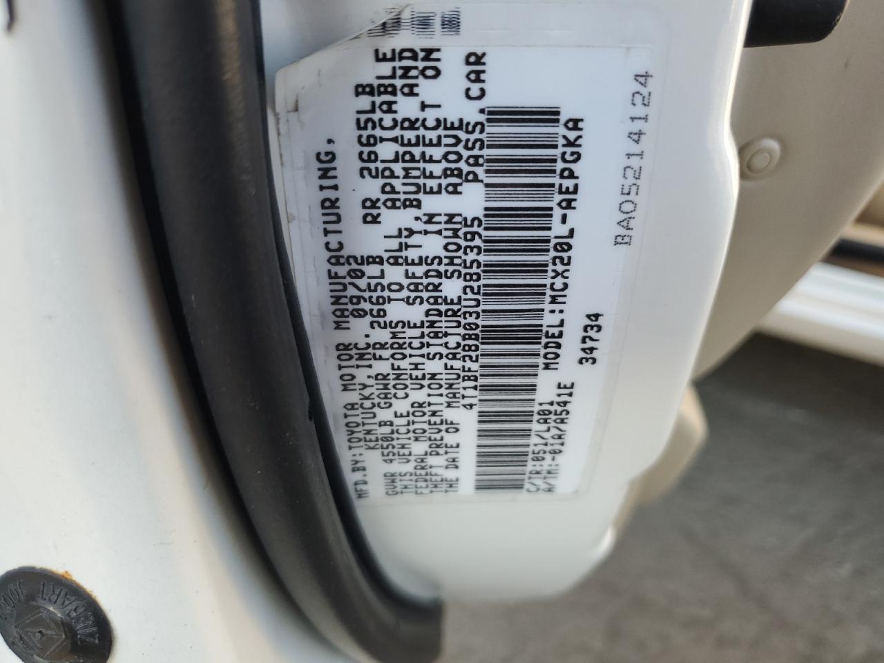 2003 Toyota Avalon Xl VIN: 4T1BF28B03U285395 Lot: 82173105