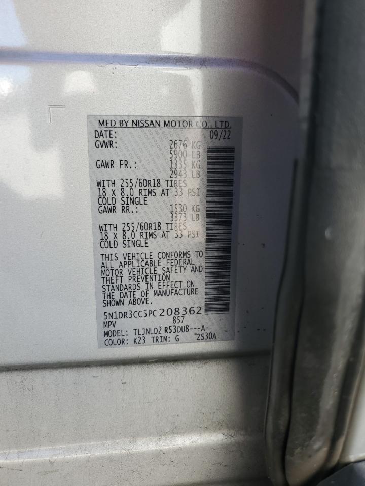 2023 Nissan Pathfinder Sl VIN: 5N1DR3CC5PC208362 Lot: 87014425