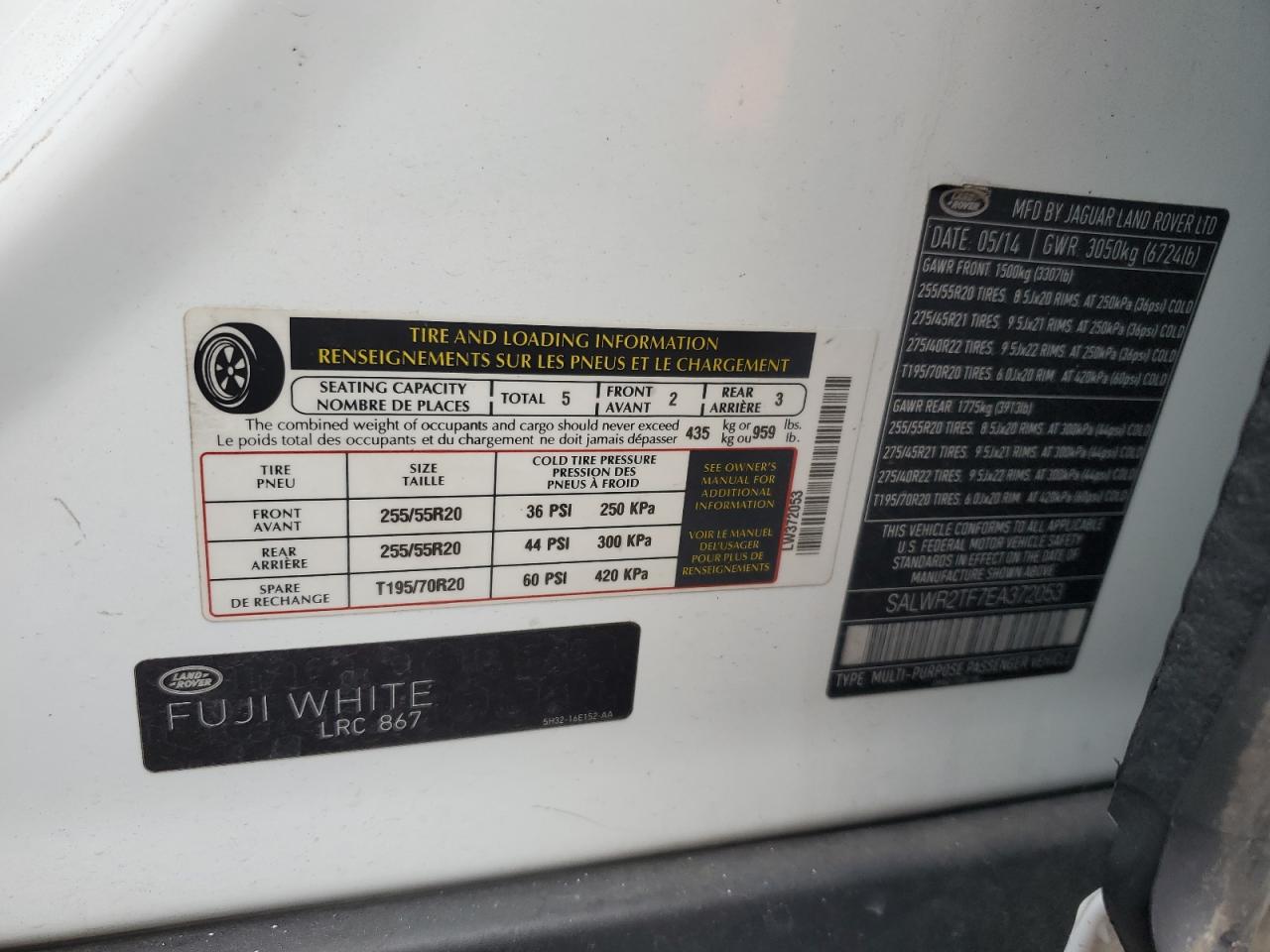 2014 Land Rover Range Rover Sport Sc VIN: SALWR2TF7EA372053 Lot: 85756835