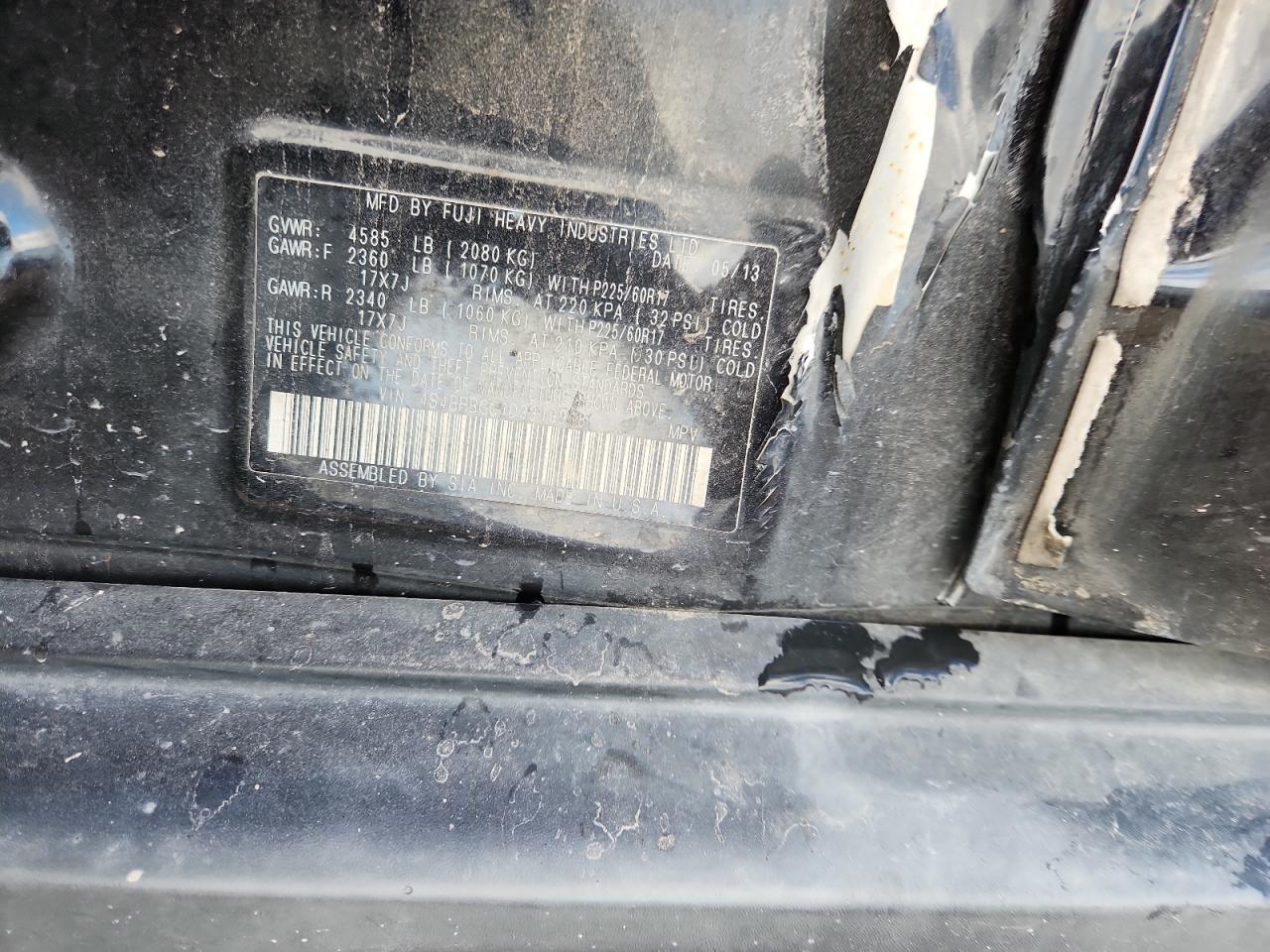 2013 Subaru Outback 2.5I Premium VIN: 4S4BRBGC1D3319918 Lot: 85591125