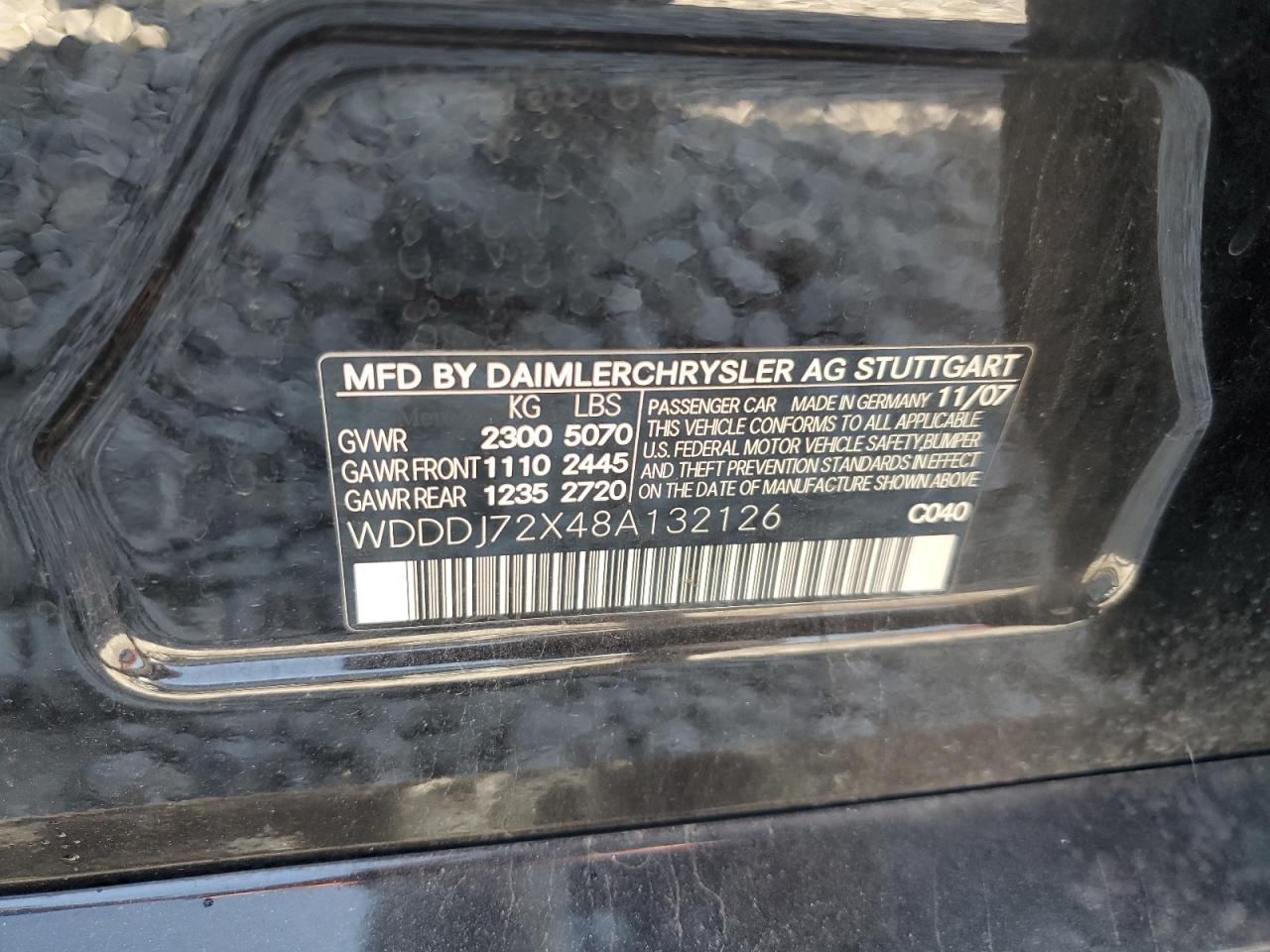 2008 Mercedes-Benz Cls 550 VIN: WDDDJ72X48A132126 Lot: 85307745