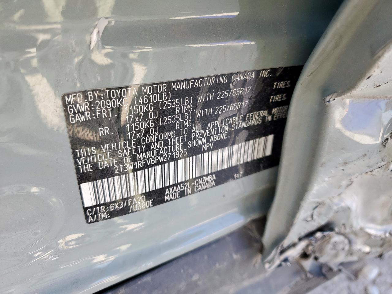 2023 Toyota Rav4 Xle VIN: 2T3W1RFV6PW271925 Lot: 85601615