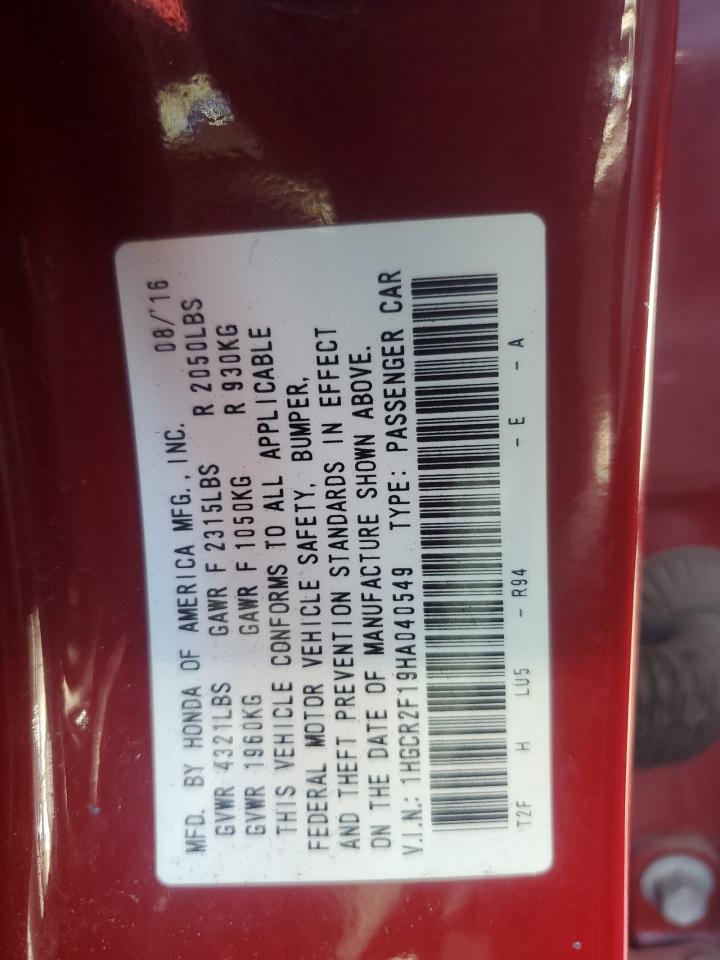 2017 Honda Accord Sport Special Edition VIN: 1HGCR2F19HA040549 Lot: 82252245