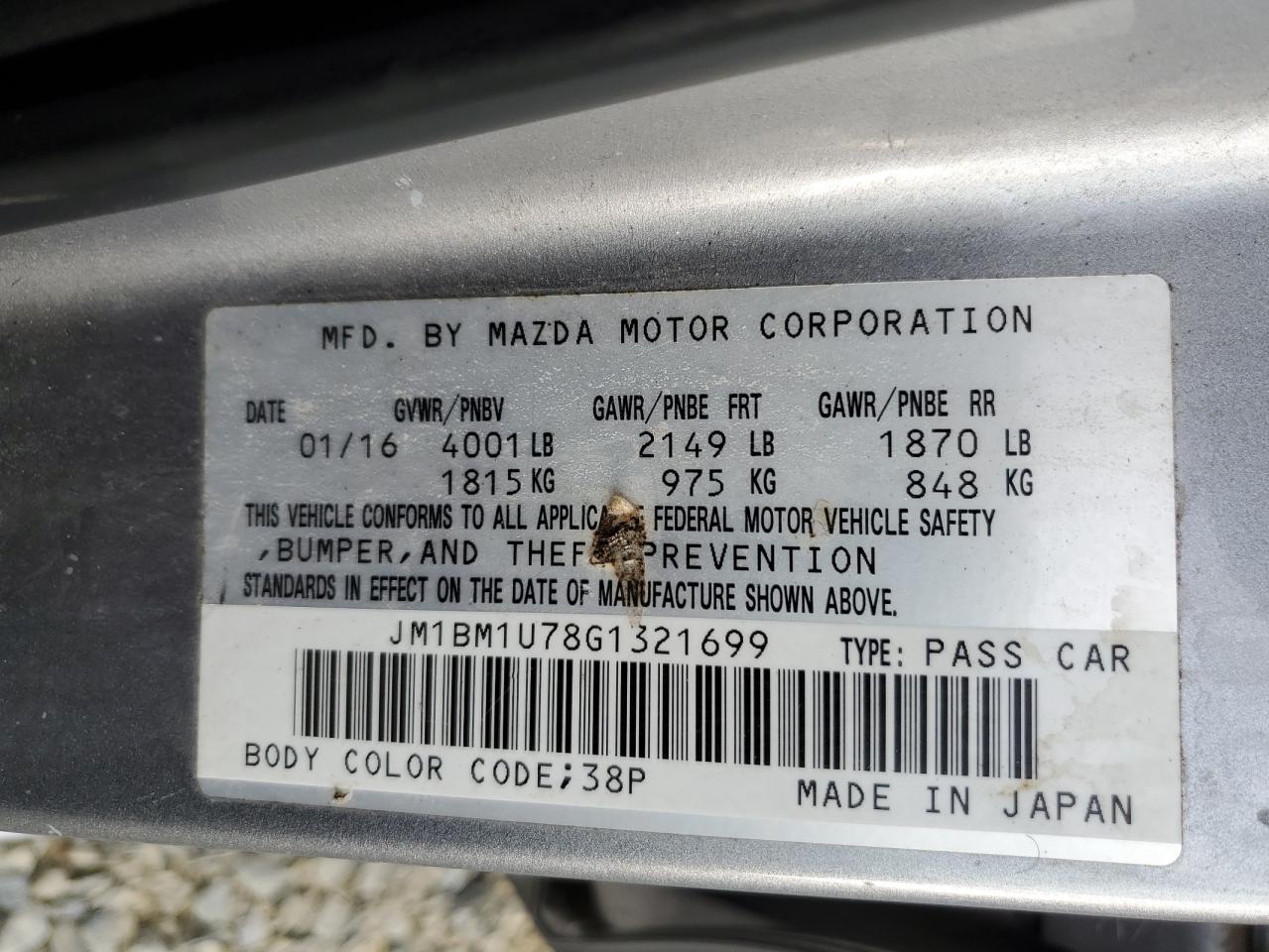 2016 Mazda 3 Sport VIN: JM1BM1U78G1321699 Lot: 82392565