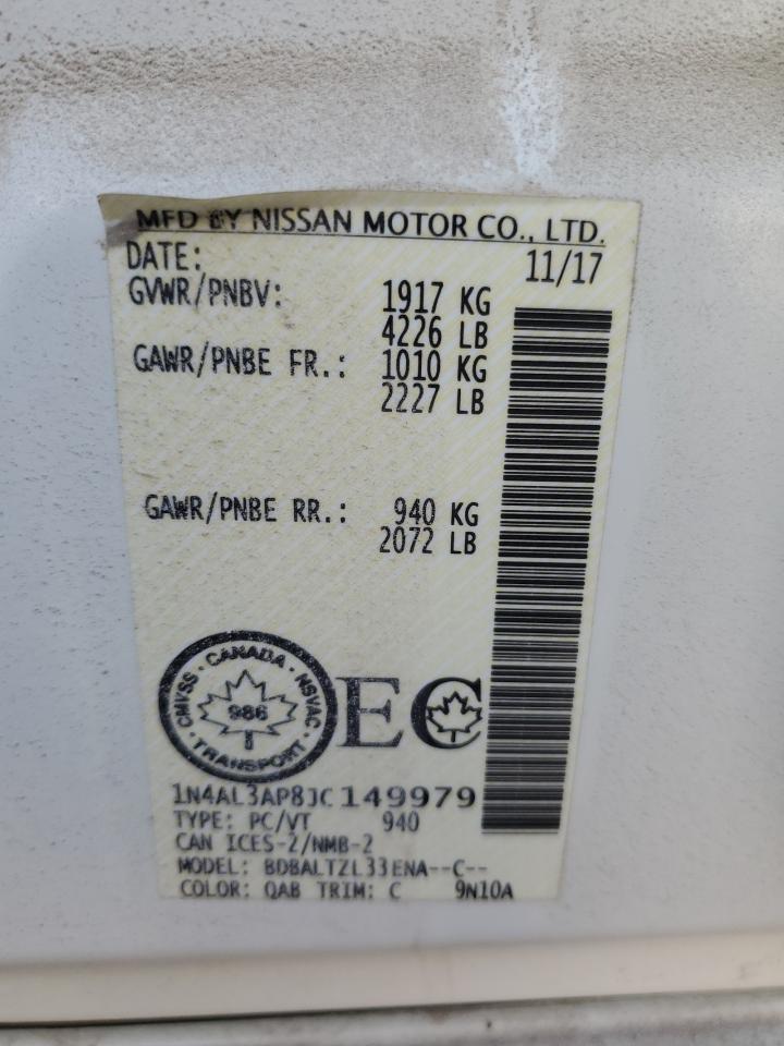 2018 Nissan Altima 2.5 VIN: 1N4AL3AP8JC149979 Lot: 82341255