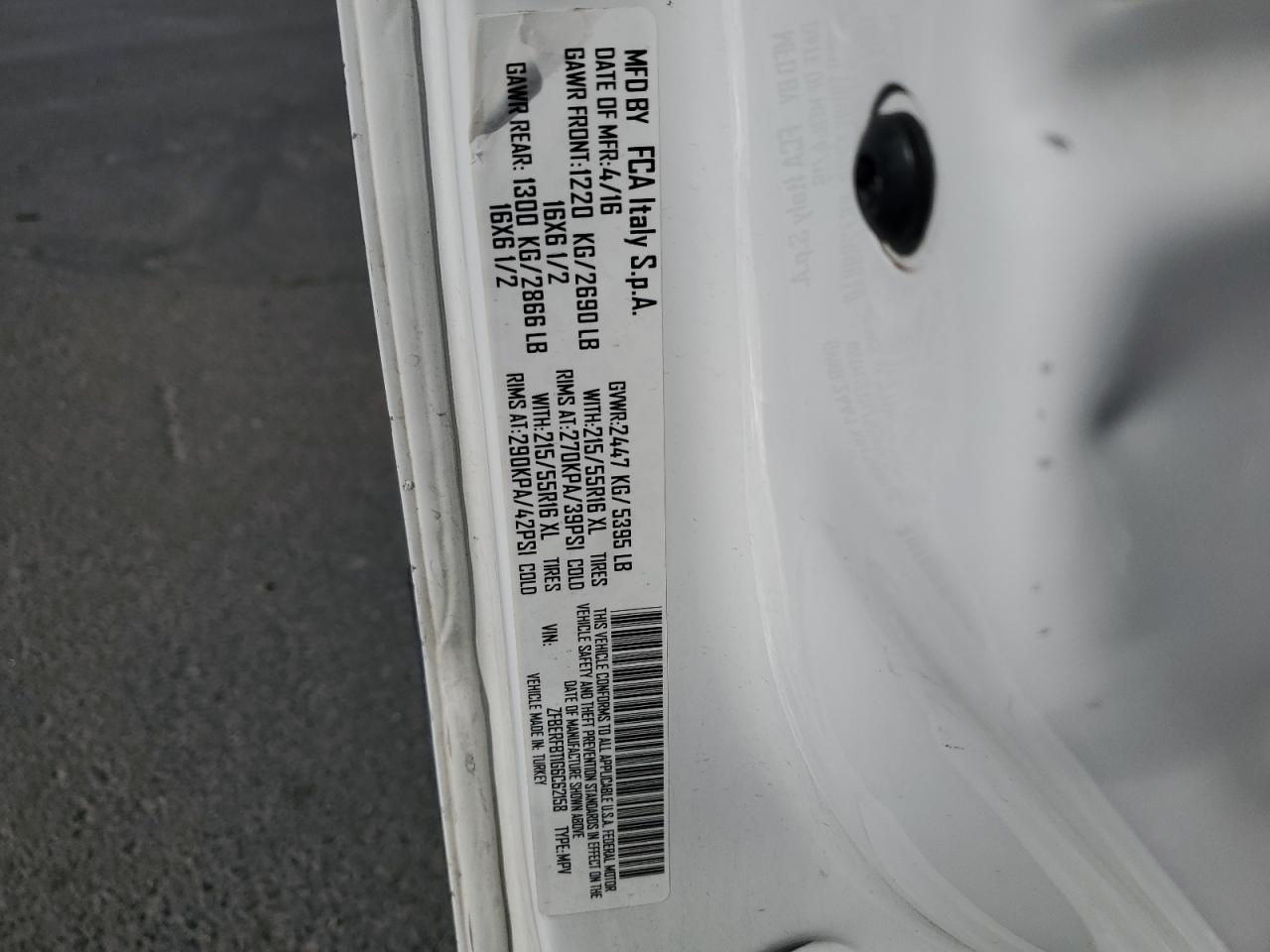 2016 Ram Promaster City Slt VIN: ZFBERFBT1G6C62158 Lot: 90118595