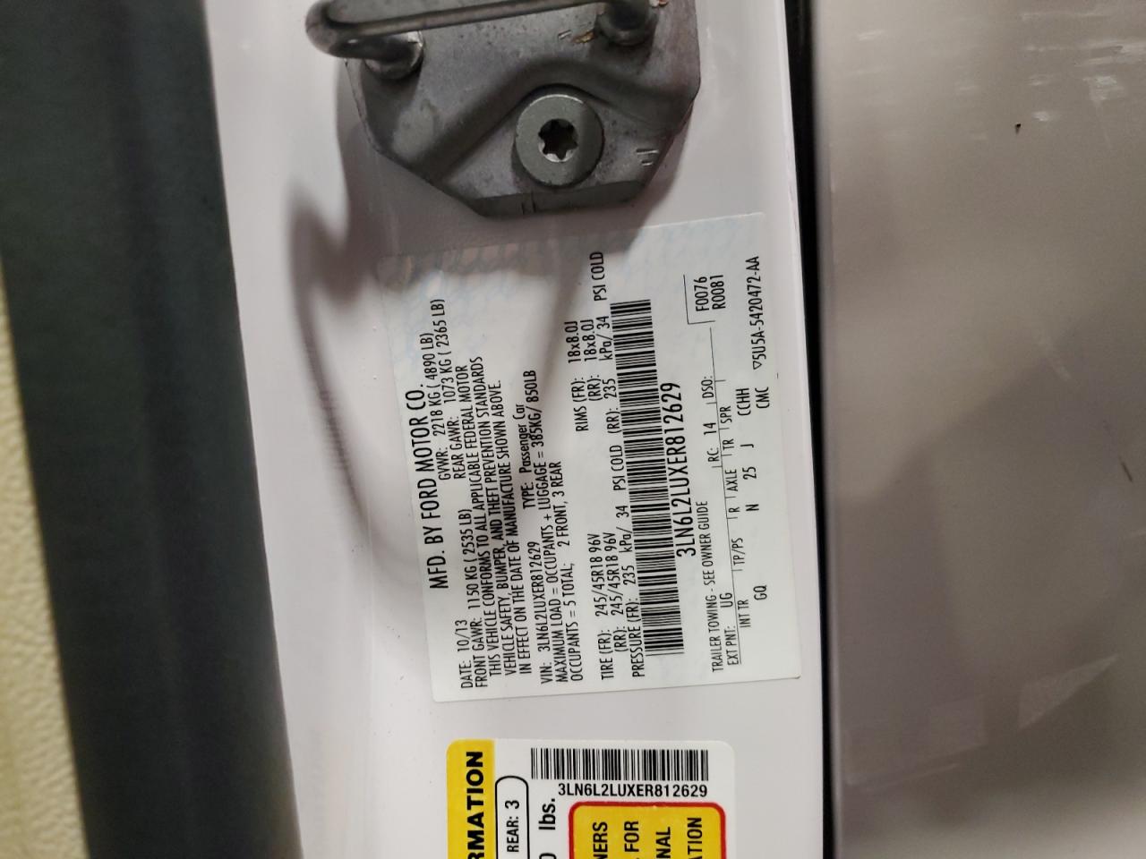 2014 Lincoln Mkz Hybrid VIN: 3LN6L2LUXER812629 Lot: 85712765