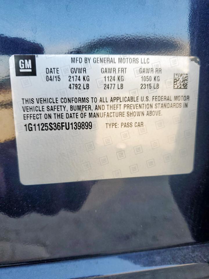 2015 Chevrolet Impala Lt VIN: 1G1125S36FU139899 Lot: 85550895