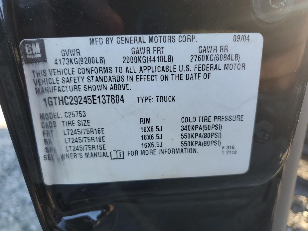 2005 GMC Sierra C2500 Heavy Duty VIN: 1GTHC29245E137804 Lot: 89714715