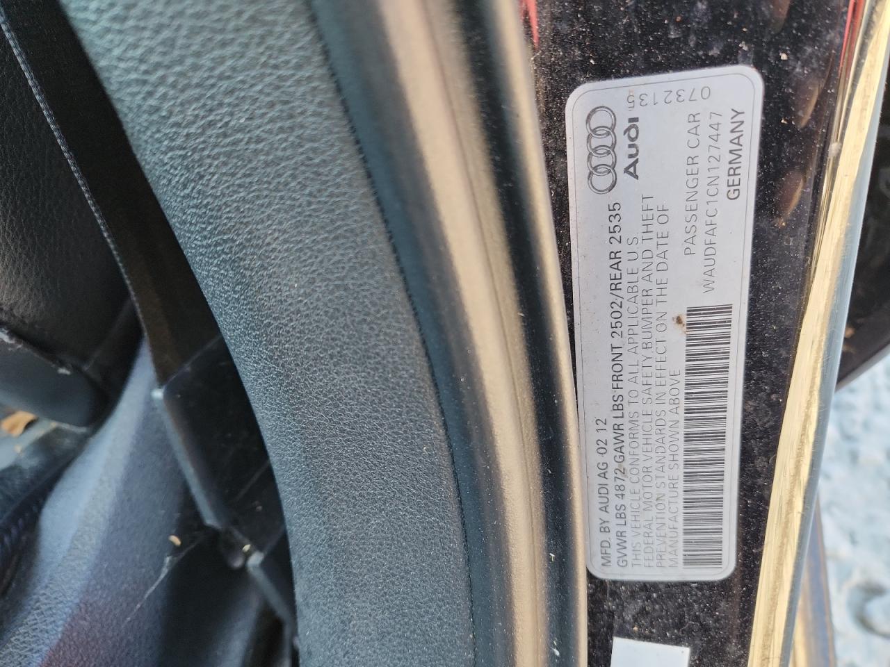 2012 Audi A6 Premium Plus VIN: WAUDFAFC1CN127447 Lot: 82562705