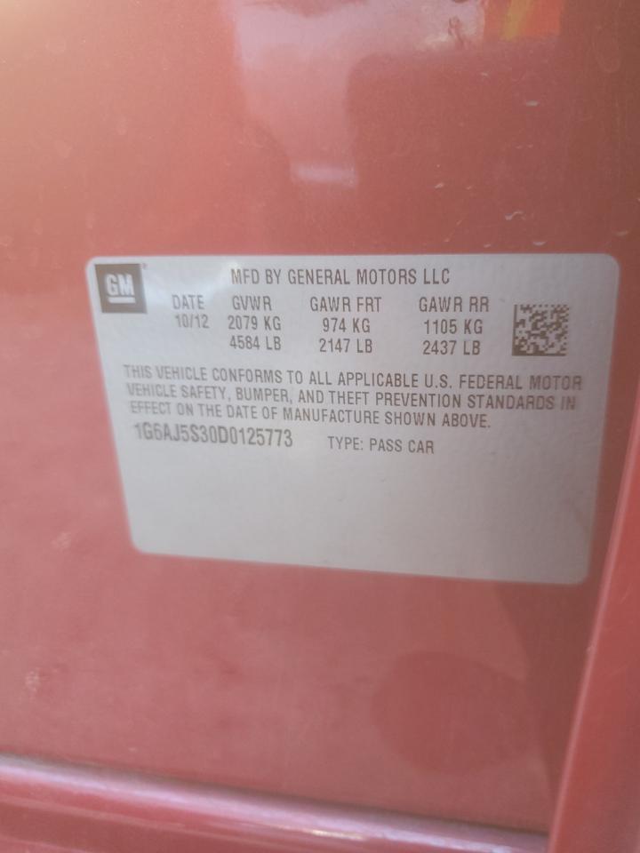 2013 Cadillac Ats Performance VIN: 1G6AJ5S30D0125773 Lot: 85375285