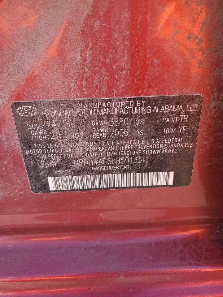 2015 Hyundai Elantra Se VIN: 5NPDH4AE6FH591331 Lot: 82383545