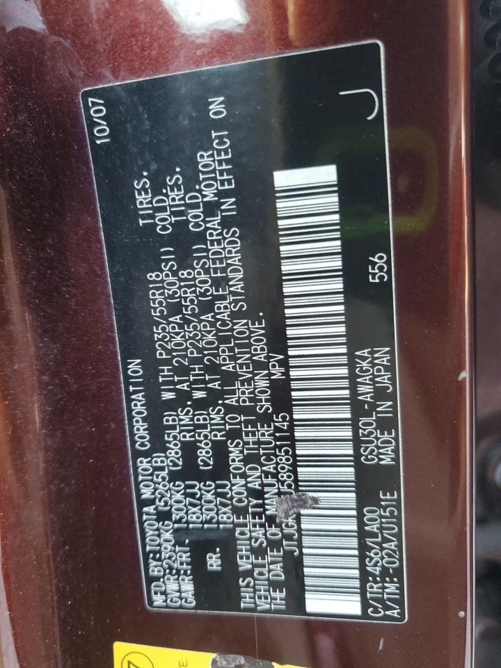 2008 Lexus Rx 350 VIN: JTJGK31U589851145 Lot: 82377035