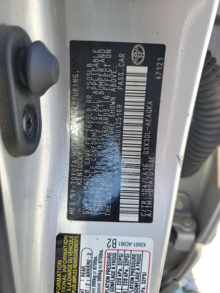 2006 Toyota Avalon Xl VIN: 4T1BK36B26U125169 Lot: 87271265