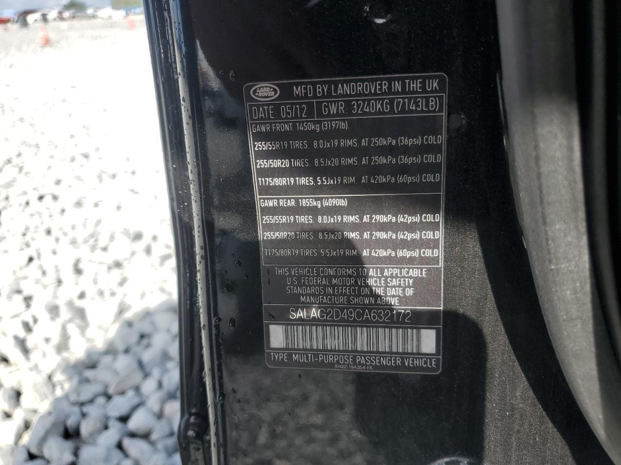 2012 Land Rover Lr4 Hse VIN: SALAG2D49CA632172 Lot: 90072685