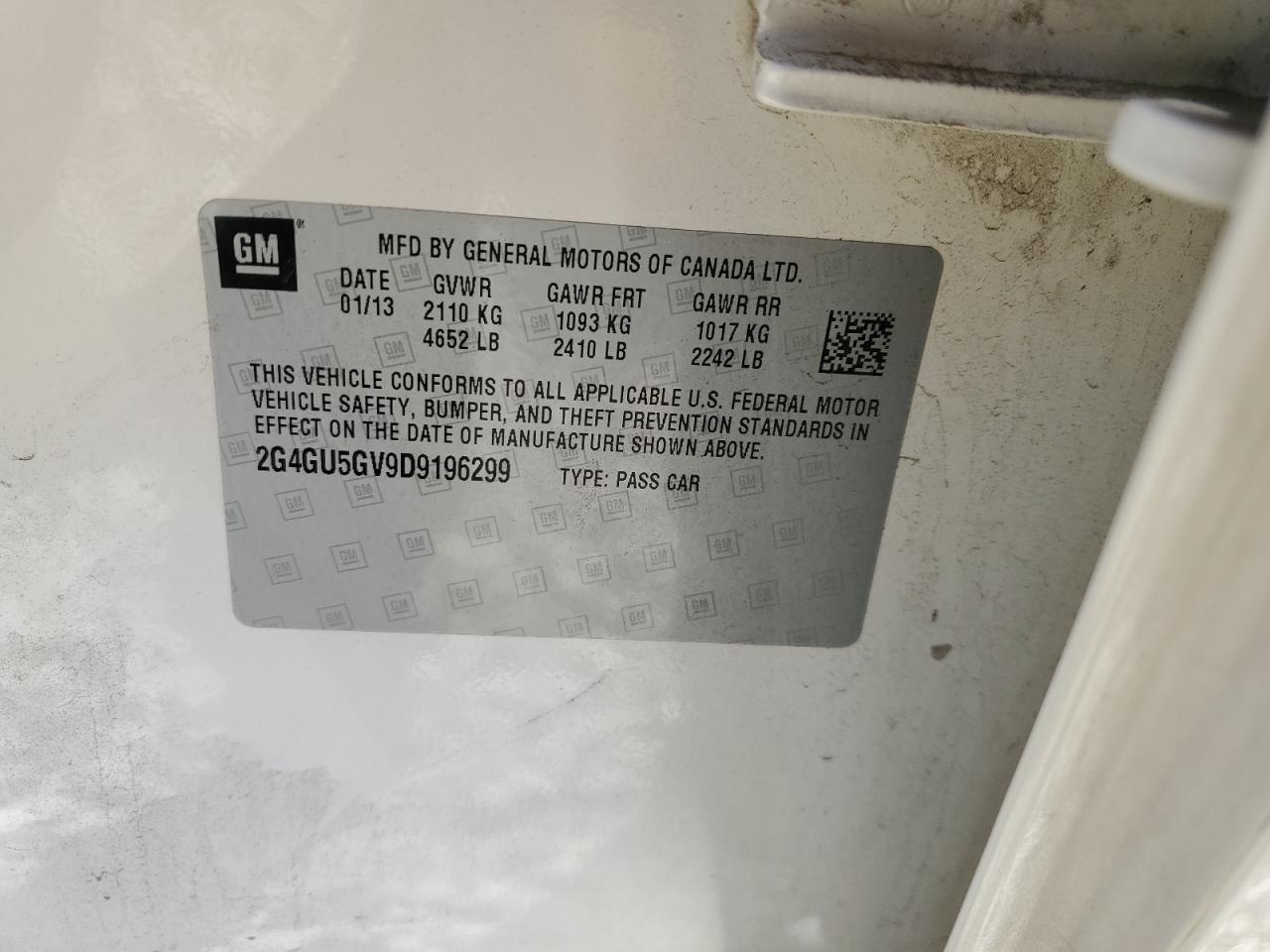 2013 Buick Regal Premium VIN: 2G4GU5GV9D9196299 Lot: 85719495