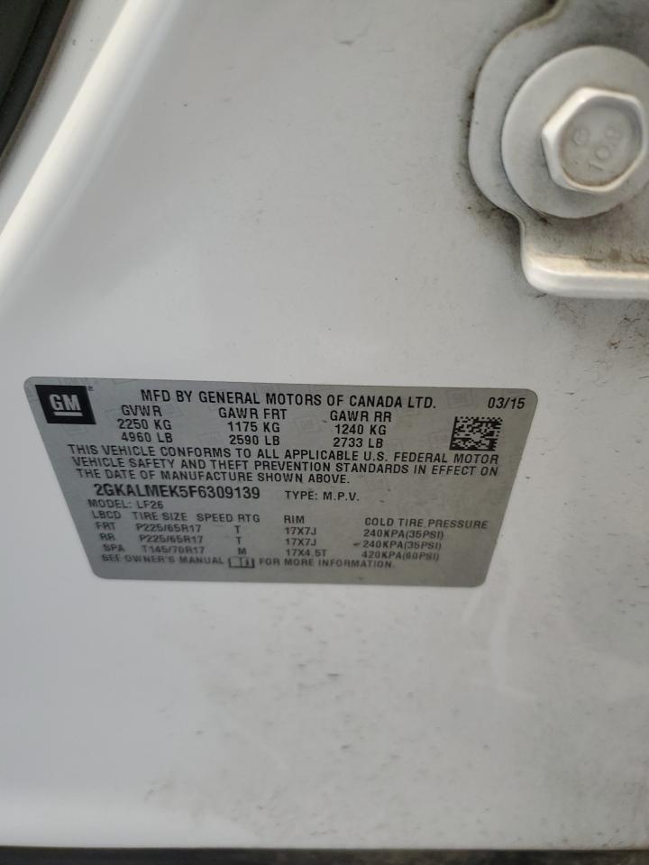 2015 GMC Terrain Sle VIN: 2GKALMEK5F6309139 Lot: 81984545