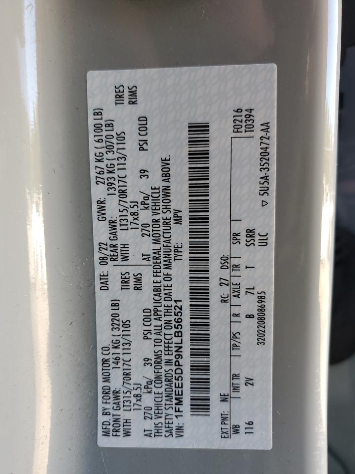 2022 Ford Bronco Base VIN: 1FMEE5DP9NLB56521 Lot: 86735325