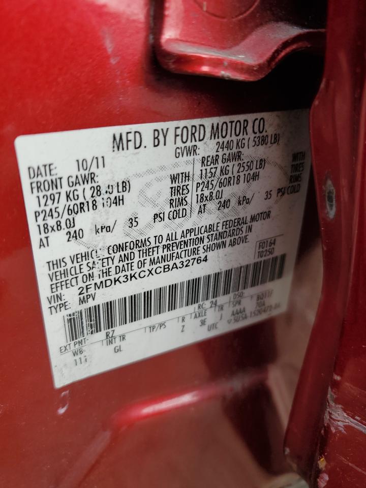 2012 Ford Edge Limited VIN: 2FMDK3KCXCBA32764 Lot: 82281525