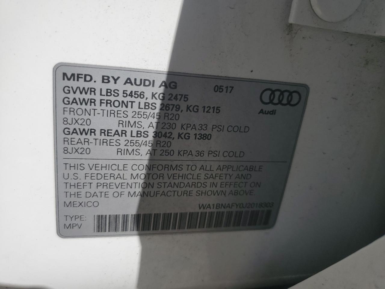 2018 Audi Q5 Premium Plus VIN: WA1BNAFY0J2018303 Lot: 86635315