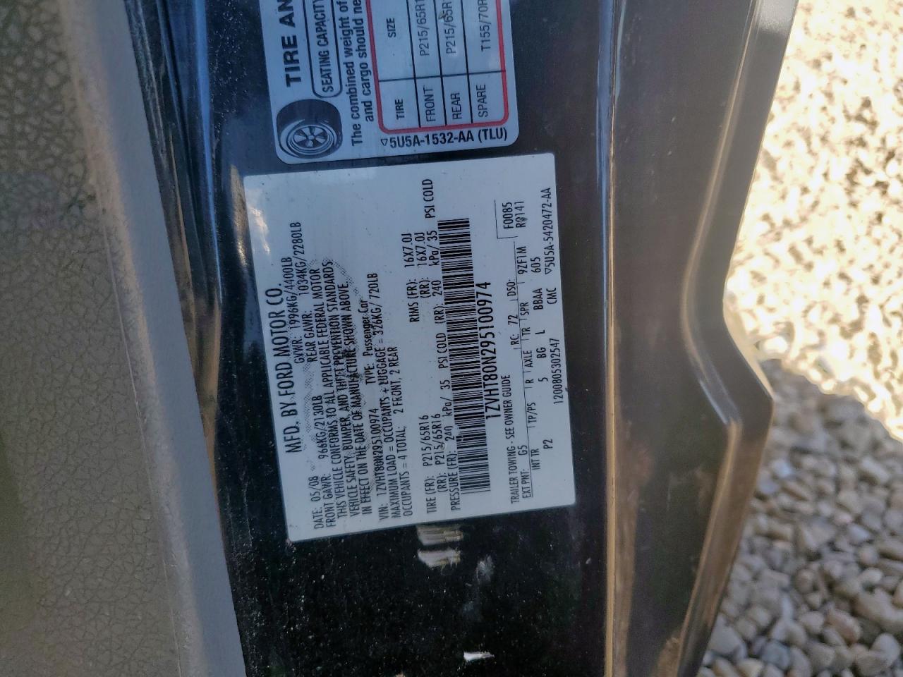 2009 Ford Mustang VIN: 1ZVHT80N295100974 Lot: 90866055