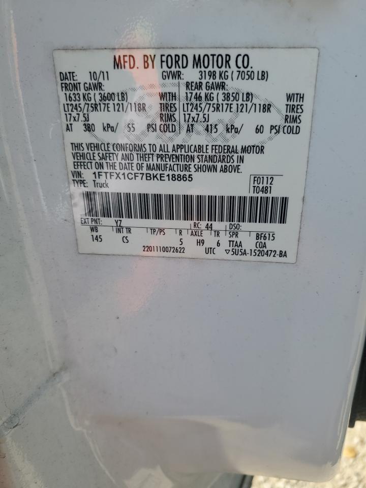 2011 Ford F150 Super Cab VIN: 1FTFX1CF7BKE18865 Lot: 84561075