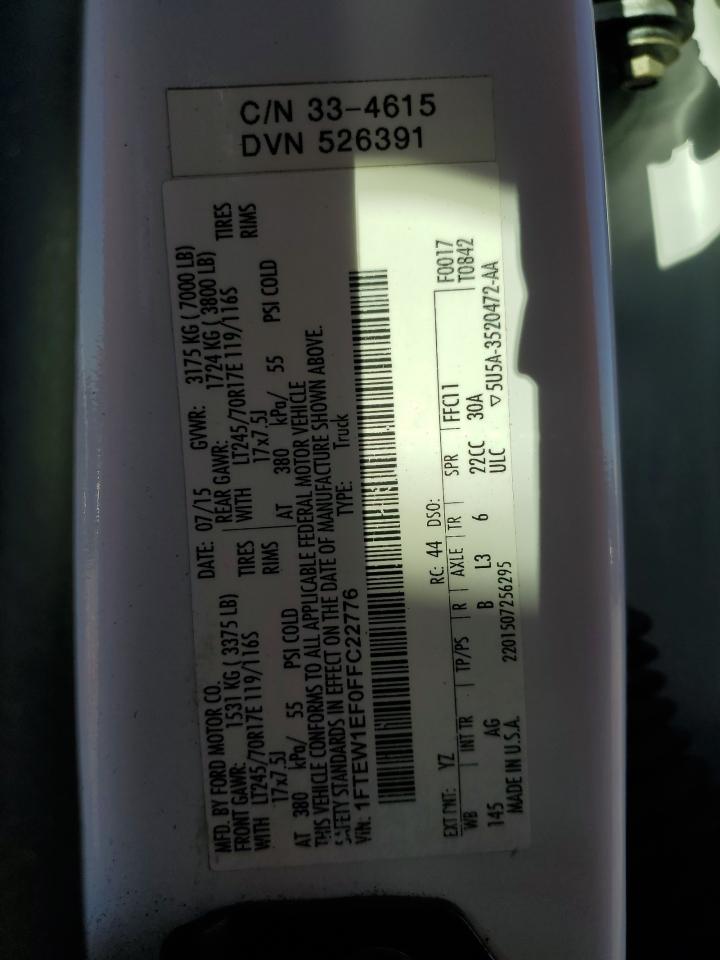 2015 Ford F150 Supercrew VIN: 1FTEW1EF0FFC22776 Lot: 82308945