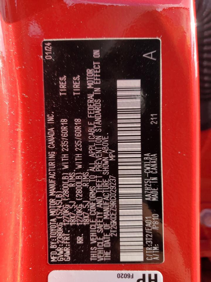 2024 Lexus Nx 350H Base VIN: 2T2GKCEZ9RC029237 Lot: 87393295