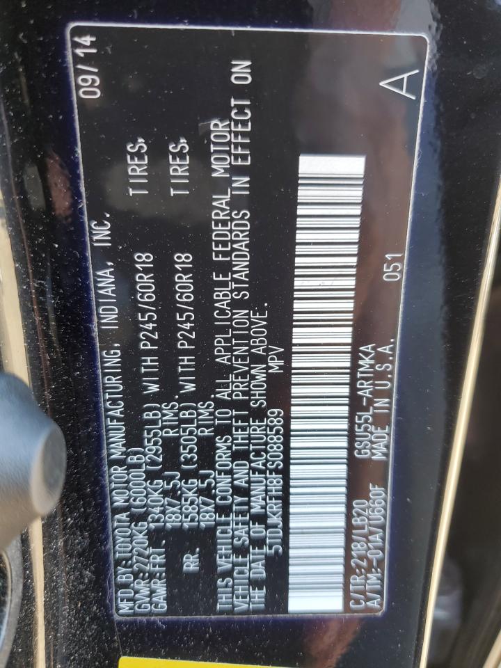 2015 Toyota Highlander Xle VIN: 5TDJKRFH8FS088589 Lot: 82553865