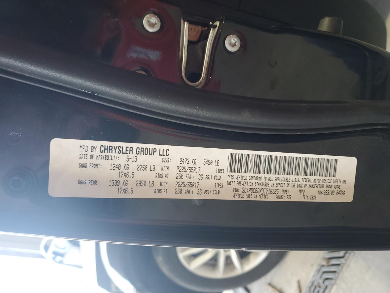 2013 Dodge Journey Sxt VIN: 3C4PDCBGXDT716525 Lot: 86057335