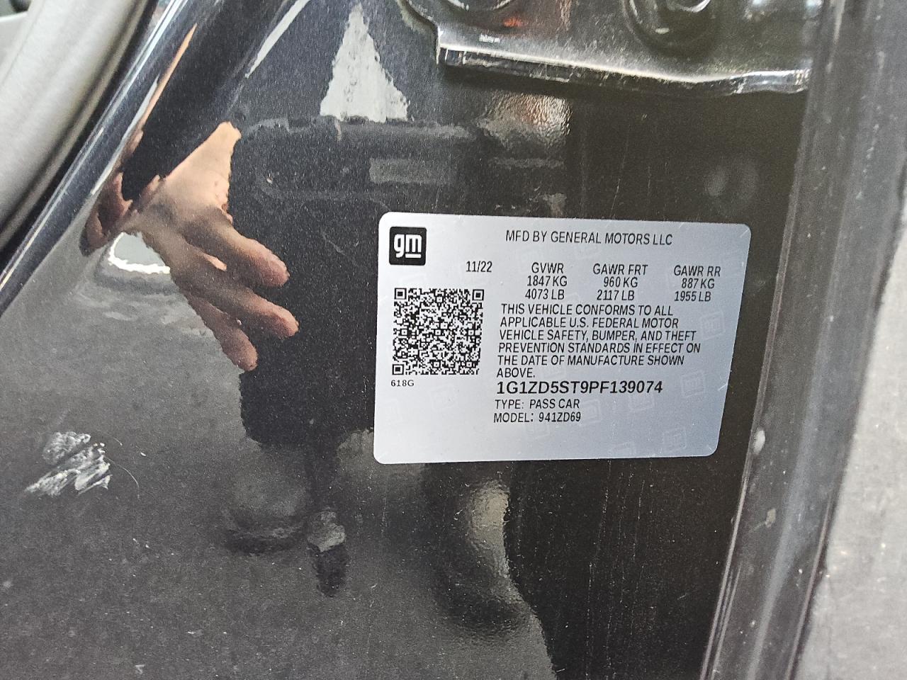 2023 Chevrolet Malibu Lt VIN: 1G1ZD5ST9PF139074 Lot: 90601605