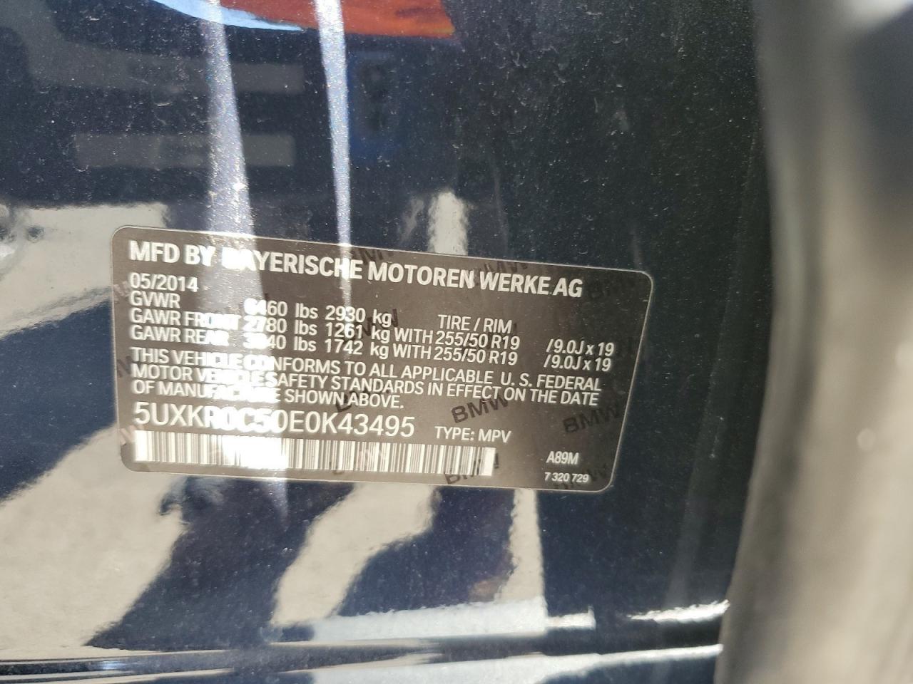 2014 BMW X5 xDrive35I VIN: 5UXKR0C50E0K43495 Lot: 85289675