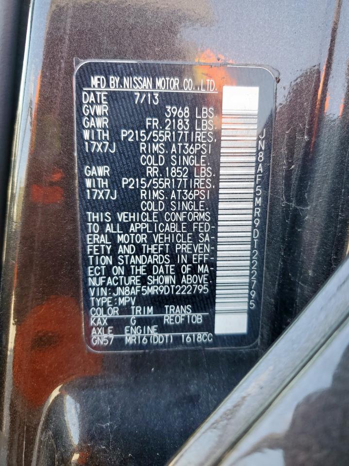 2013 Nissan Juke S VIN: JN8AF5MR9DT222795 Lot: 85372005