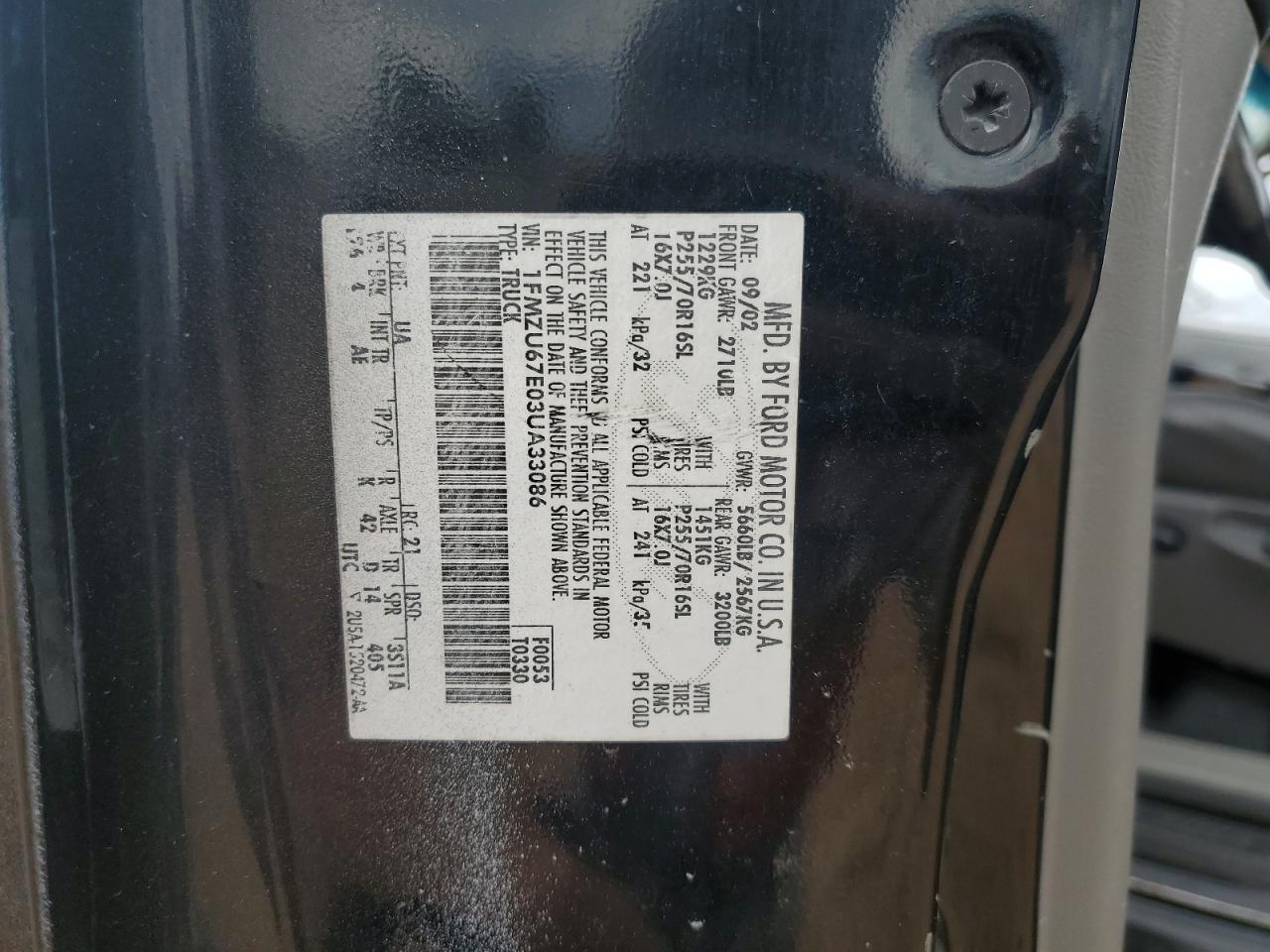 2003 Ford Explorer S VIN: 1FMZU67E03UA33086 Lot: 82234375