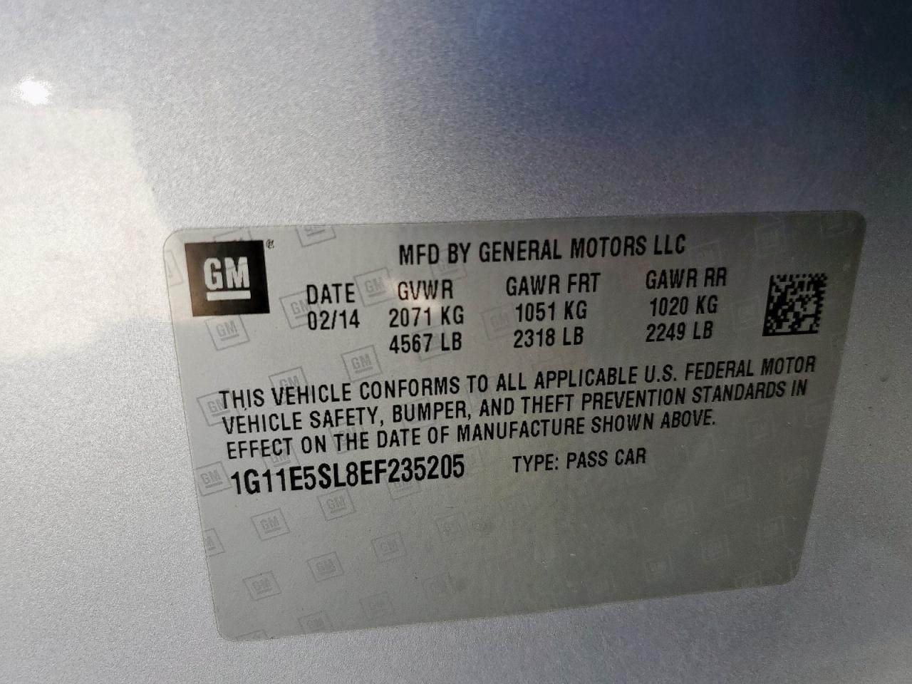 2014 Chevrolet Malibu 2Lt VIN: 1G11E5SL8EF235205 Lot: 85860315