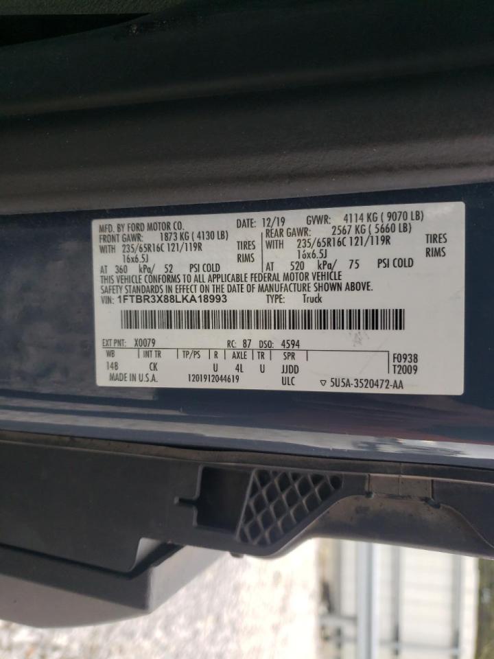 2020 Ford Transit 250 Delivery Van VIN: 1FTBR3X88LKA18993 Lot: 90658575