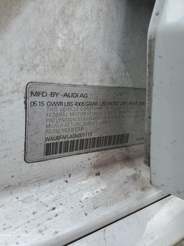 2016 Audi A4 Premium S-Line VIN: WAUBFAFL4GN001113 Lot: 89489635