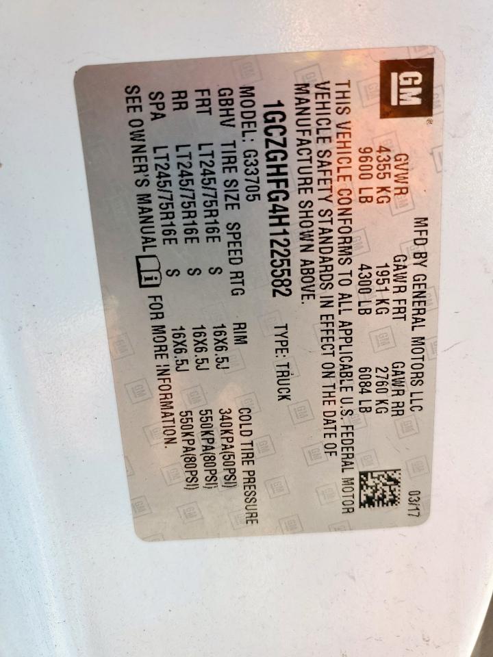 2017 Chevrolet Express G3500 VIN: 1GCZGHFG4H1225582 Lot: 85129165