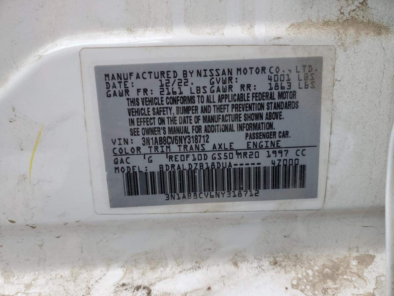 2022 Nissan Sentra Sv VIN: 3N1AB8CV6NY318712 Lot: 82178015