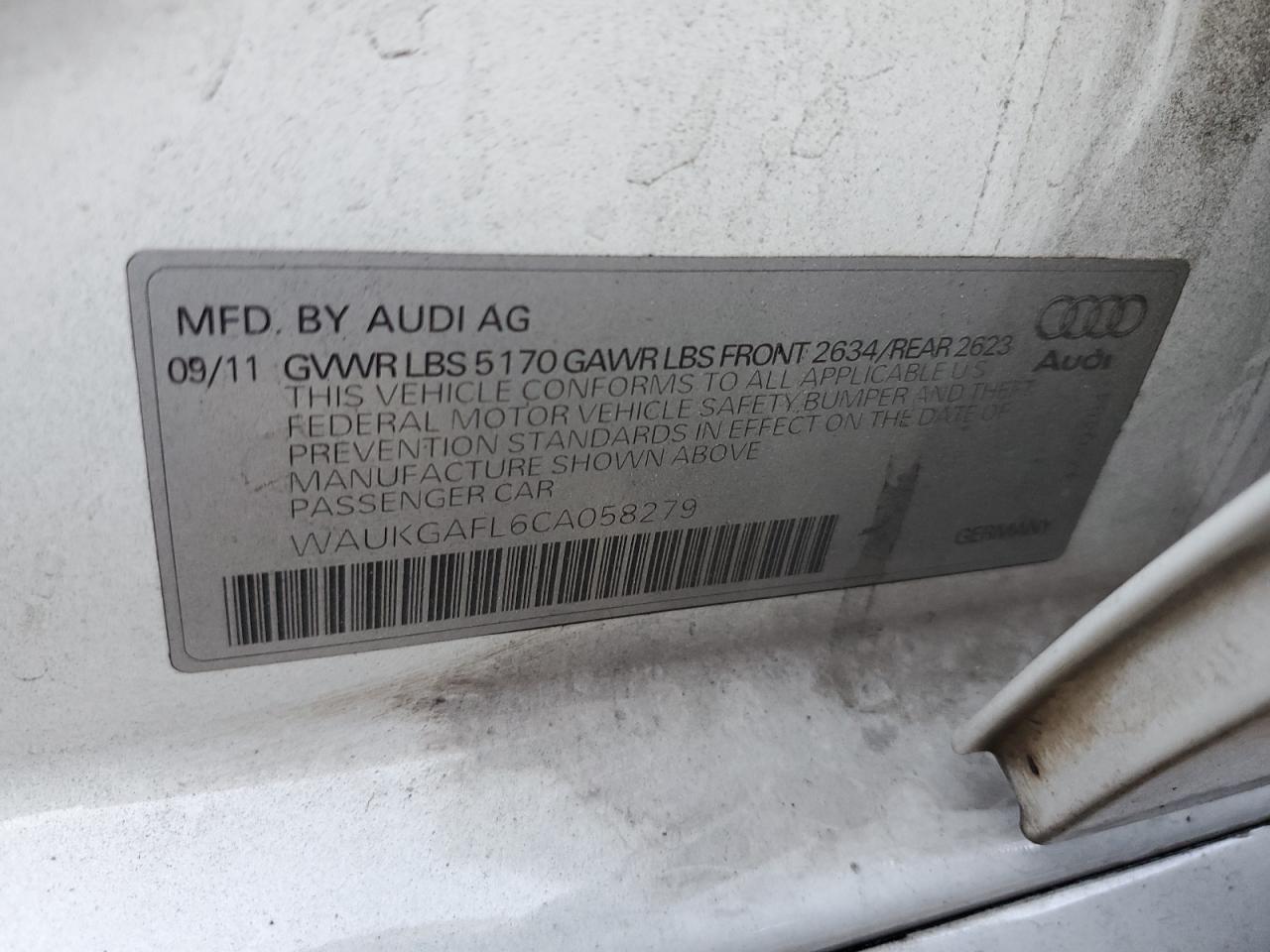 2012 Audi S4 Prestige VIN: WAUKGAFL6CA058279 Lot: 82359205