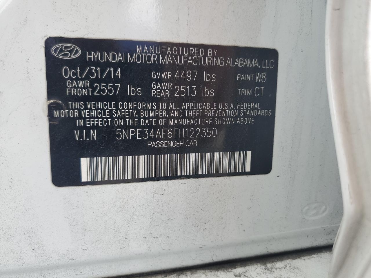2015 Hyundai Sonata Sport VIN: 5NPE34AF6FH122350 Lot: 82256755